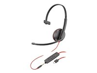 Poly Blackwire C3215 - Blackwire 3200 Series - micro-casque - sur-oreille - filaire - Suppresseur de bruit actif - jack 3,5mm, USB-C - noir - Certifié Skype, Certifié Avaya, certifié Cisco Jabber 80S05A6