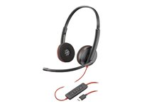 Poly Blackwire C3220 - 3200 Series - micro-casque - sur-oreille - filaire - Suppresseur de bruit actif - USB-C - noir - Certifié Skype, Certifié Avaya, certifié Cisco Jabber 80S07AA